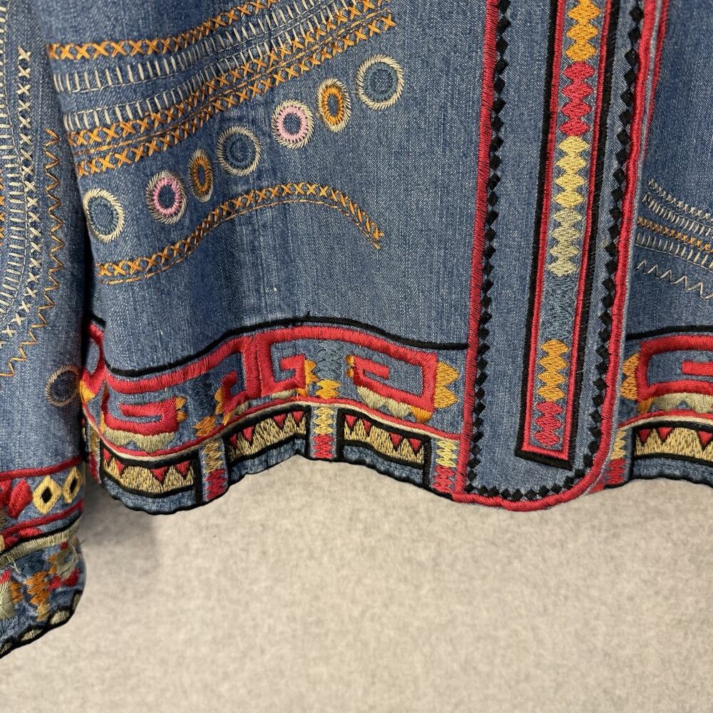 Coldwater Creek Womens Jacket XL Denim Southwestern Embroidered - Picture 5 of 13